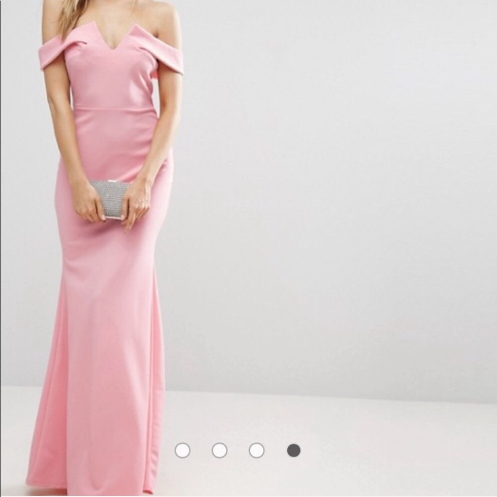 Pink off shoulder maxi dress